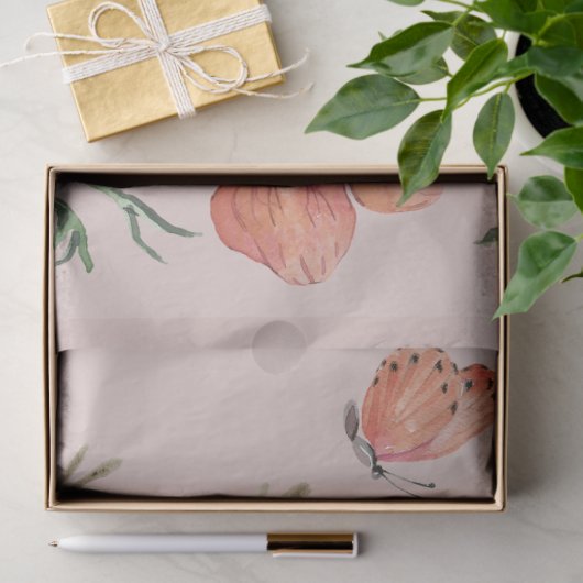 Rosa Pfirsichfarbene Wildblume Dekoupage Seidenpapier (Geschenk)