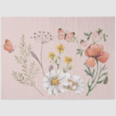 Rosa Pfirsichfarbene Wildblume Dekoupage Seidenpapier (Vorderseite)