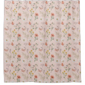 Rosa Pfirsichfarbene Wildblume Duschvorhang (Vorderseite)