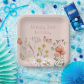 Rosa Pfirsichfarbene Wildblume Pappteller (Party)