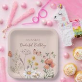 Rosa Pfirsichfarbene Wildblume Square Pappteller (Party)