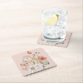 Rosa Pfirsichfarbene Wildblume Square Untersetzer (Vor Ort)