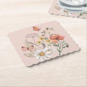 Rosa Pfirsichfarbene Wildblume Square Untersetzer (angewinkelt)