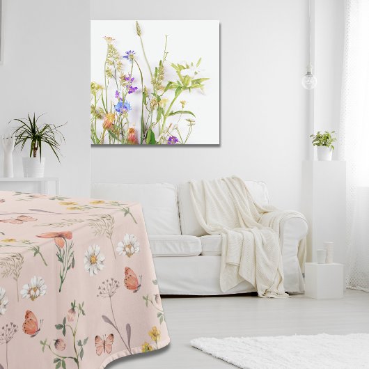 Rosa Pfirsichfarbene Wildblume Tischdecke