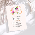 Rosa pfirsichfarbene Zahlen Gold Sweet 16 Luxus Einladung<br><div class="desc">Eine moderne,  stilvolle und glamouröse Einladung zu einer Sweet 16. Geburtstagsfeier. Ein pfirsichfarbener Hintergrund. Dekoriert mit Foralzahlen in Imitaten Gold und Rosa. Der Name ist mit einem modernen handgeschriebenen Stilskript geschrieben. Personalisieren Sie Ihre Party-Daten und fügen Sie sie hinzu.</div>