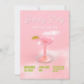 Rosa pfirsichfarbener Cocktail Margarita Geburtsta Einladung (Vorderseite)