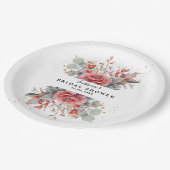 Rosa Pfirsichfarbenes blaues Brautparty Pappteller (Schrägansicht)