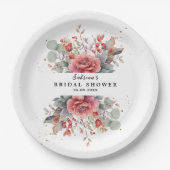 Rosa Pfirsichfarbenes blaues Brautparty Pappteller (Vorderseite)