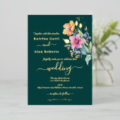 Rosa Pfirsichgelbe Blüten Einladung (Stehend vorne)