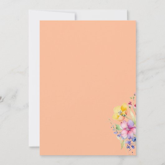 Rosa Pfirsichgelbe Blüten Einladung zur Hochzeit (Rückseite)