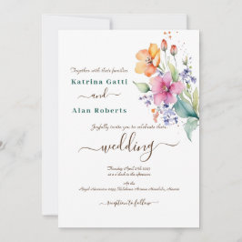 Rosa Pfirsichgelbe Blüten Einladung zur Hochzeit