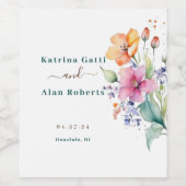 Rosa Pfirsichgelbe Blüten Weinkennzeichen Weinetikett (Einzelnes Label)