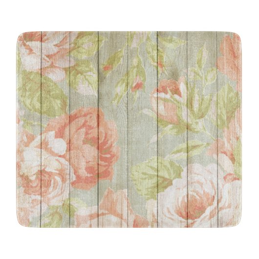 Rosa Pfirsichglas-Rose Schneidebrett (Vorderseite)