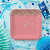 Rosa pfirsichgoldgelb verleihen elegantem Funkeln Pappteller (Party)