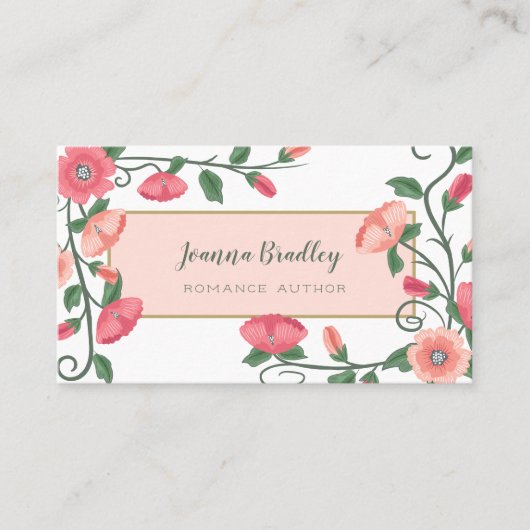 Rosa Pfirsichgrüne Blume Visitenkarte (Vorderseite)