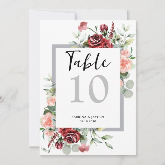 Rosa Pfirsichkoralle Tischnummer Hochzeitsfeier (Vorderseite)