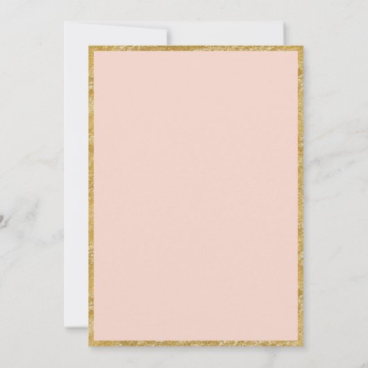 Rosa Pfirsichpfirsichpfirsiche Gold Moderne Hochze Einladung (Rückseite)