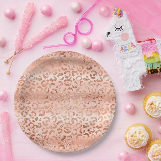 Rosa Pfirsichpfirsichpfirsichpferd druckspärlich Pappteller (Party)