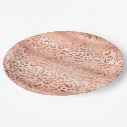 Rosa Pfirsichpfirsichpfirsichpferd druckspärlich Pappteller (Schrägansicht)