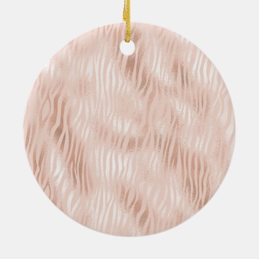 Rosa Pfirsichpink Zebra print Glitzer XOXO Keramik Ornament (Hinten)