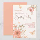 Rosa-Pfirsichschmetterling Einladung (Vorne/Hinten)