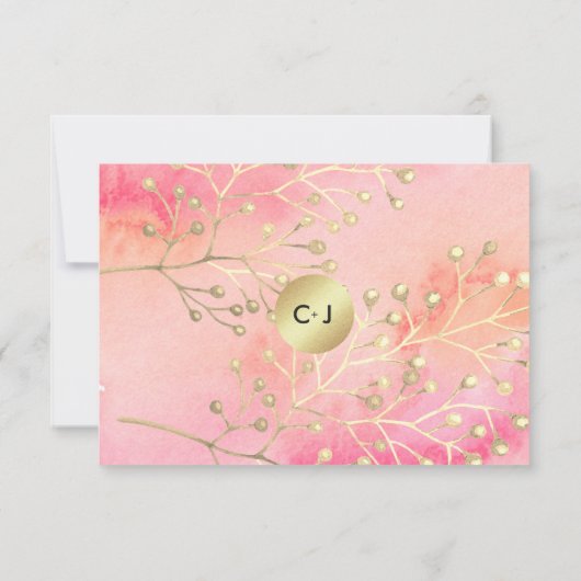 Rosa-Pfirsichzweige Hochzeit Dankeskarte (Rückseite)