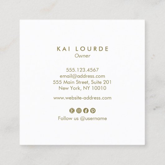 Rosa Pflanze Blätter Square Visitenkarte (Rückseite)