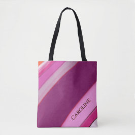 Rosa Pflaumenstreifen Personalisierter Name  Tasche