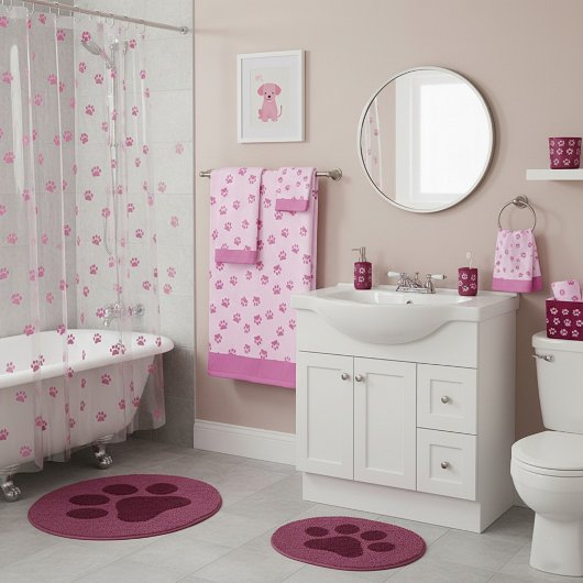 Rosa Pfoten Badhandtuch Set