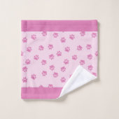 Rosa Pfoten Badhandtuch Set (Waschlappen)