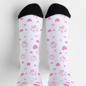 Rosa Pfotenabdrücke & Hearts Crew Socken (Oben)