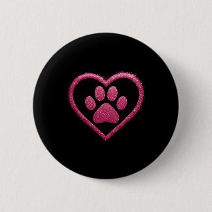 Rosa Pfotenherz Süßer Hund Katze Liebe Valentinsta Button