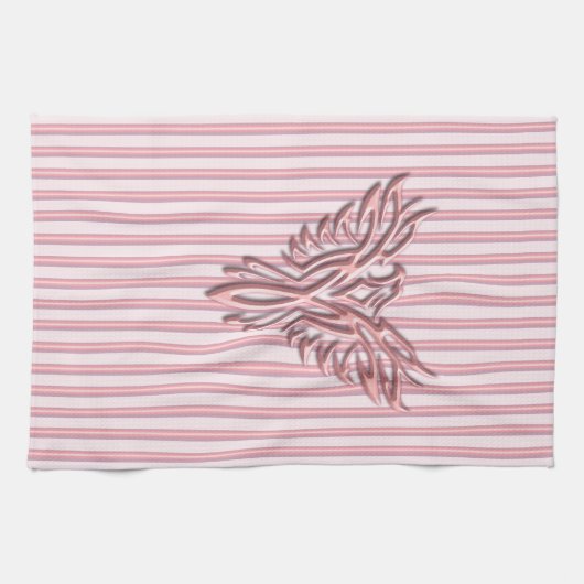 Rosa Phönix mit rosa Bändern Küchentuch (Horizontal)