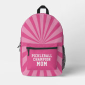 Rosa Pickleball Champion Mama gedruckter Rucksack (Vorderseite)