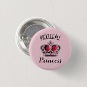 Rosa Pickleball Prinzessinnen Krone Button (Vorne & Hinten)