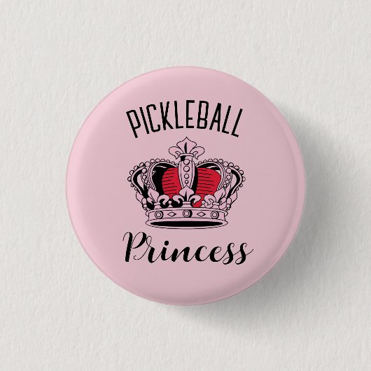 Rosa Pickleball Prinzessinnen Krone Button (Vorderseite)