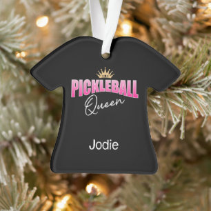 Rosa Pickleball Queen mit Goldkrone Ornament