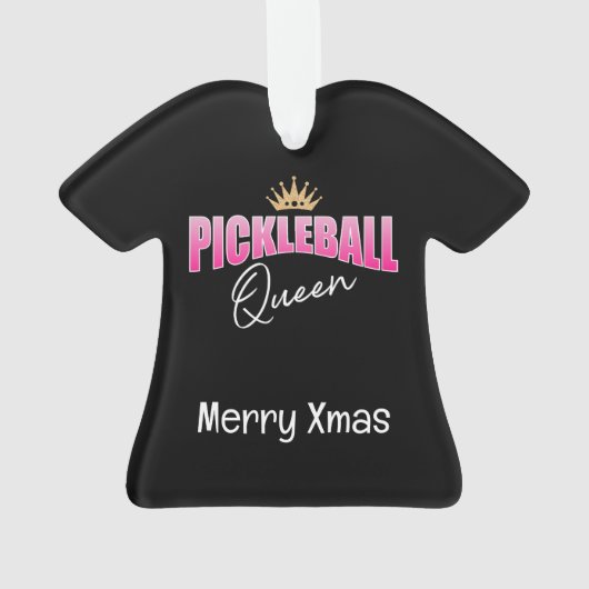 Rosa Pickleball Queen mit Goldkrone Ornament (Rückseite)
