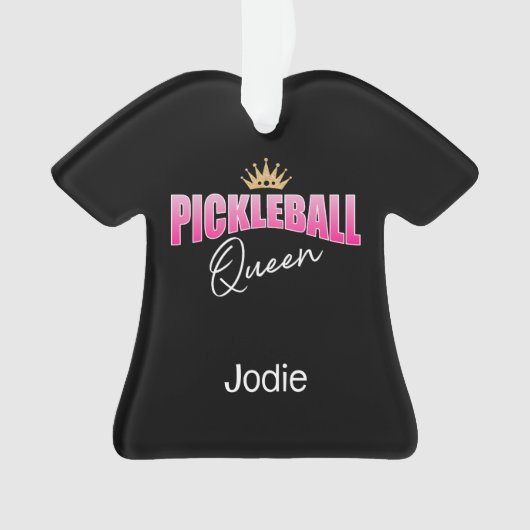 Rosa Pickleball Queen mit Goldkrone Ornament (Vorderseite)