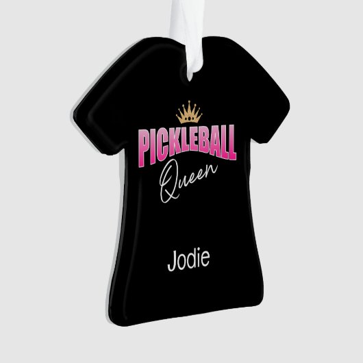 Rosa Pickleball Queen mit Goldkrone Ornament (Vorderseite)