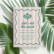 Rosa Pickleball Retro Elegante Geburtstagsparty