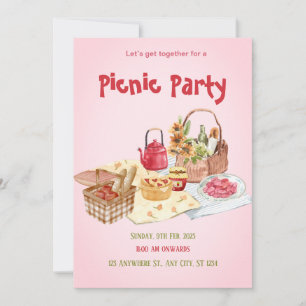 Rosa Picnic-Party Einladung