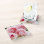 Rosa Pierre de Ronsard [Untersetzer aus Glas] Glasuntersetzer (Schrägansicht)