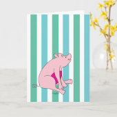 Rosa Piggy Geburtstagskarte Karte (Gelbe Blume)