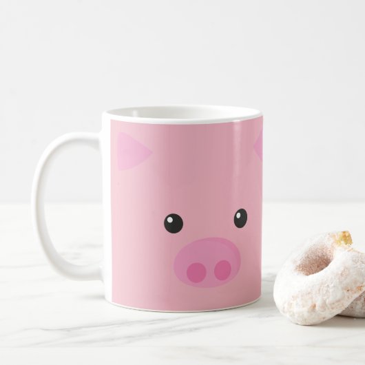Rosa Piggy Gesicht Kaffeetasse (Mit Donut)