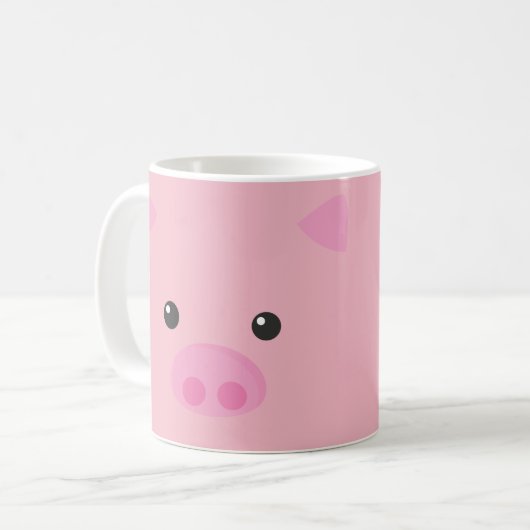 Rosa Piggy Gesicht Kaffeetasse (Vorderseite Links)