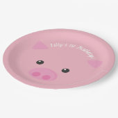 Rosa Piggy Gesicht Pappteller (Schrägansicht)