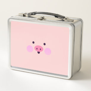 Rosa Piggy MetallBrotdose Metall Lunch Box