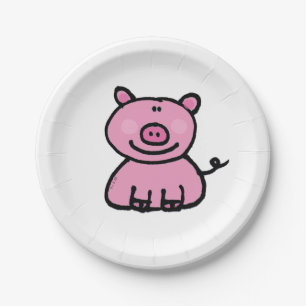 rosa piggy pappteller