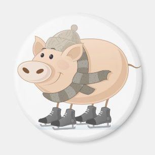 Rosa Piggy Skaten Magnet